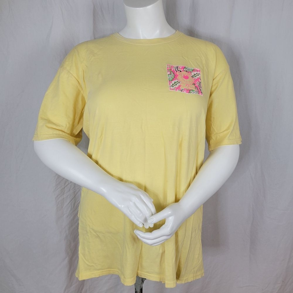Hanna‎ Barbera Pink Paisley Yogi Bear Yellow Short Sleeve T-Shirt Size 2XL